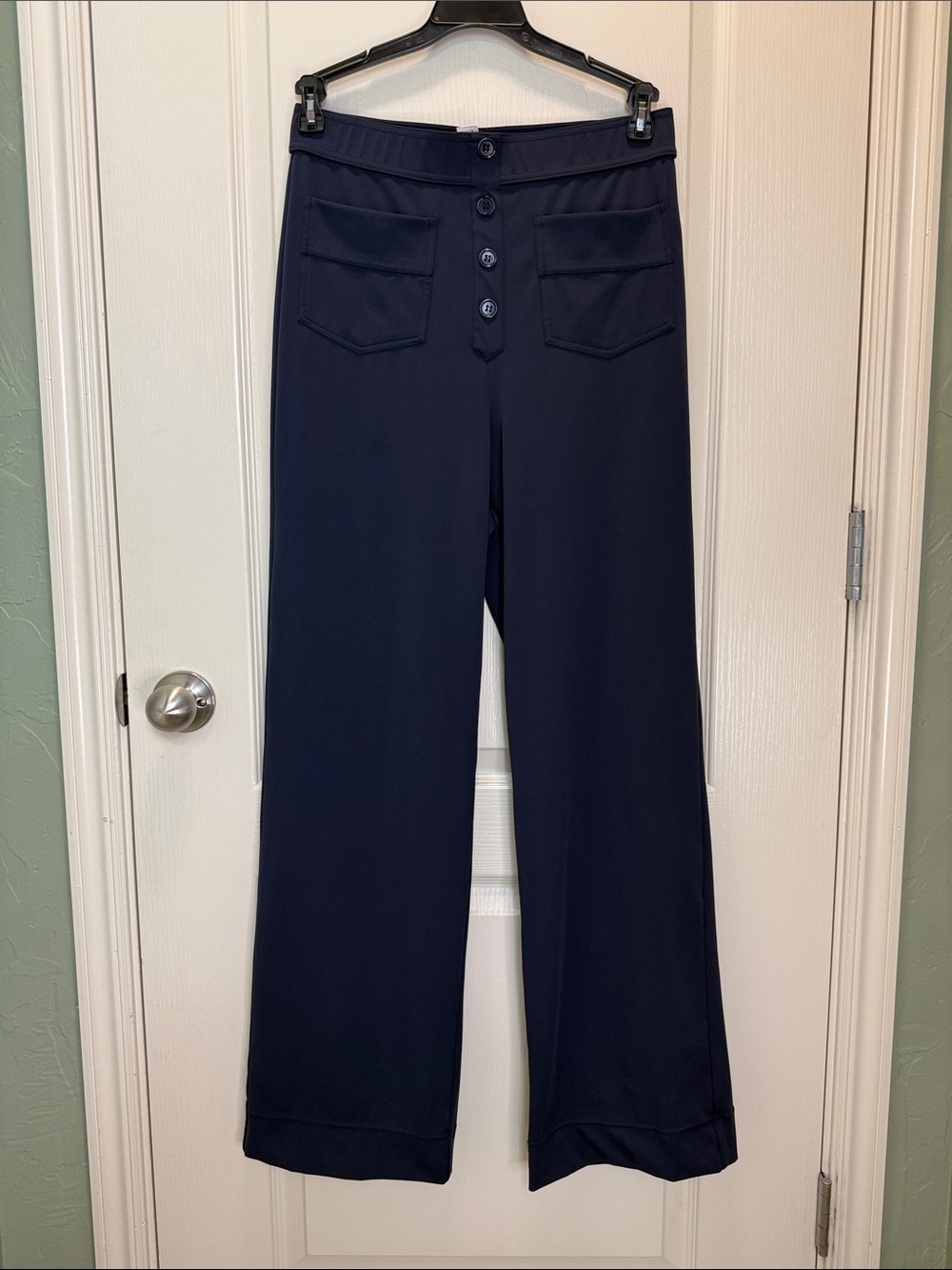 Halara DayStretch High Waisted Pockets Straight Leg Pants Midnight Blue Sz M